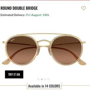 Ray-Ban Round Double Bridge Aviator Sunglasses